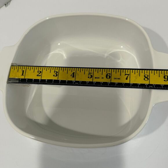 Corning Ware Casserole Dish Shadow Iris Pattern 2.0 liter White Purple Green USA - Picture 7 of 12